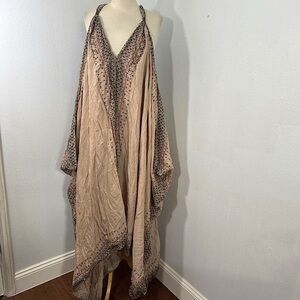 Free People Maxi Dress S Oversize Boho Merida Printed pale pink Beachy Bohemian